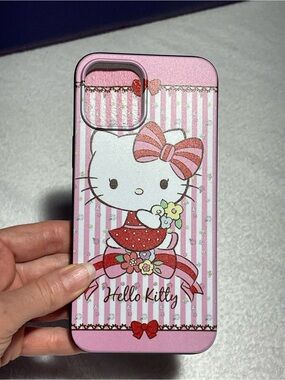Sanrio Hello Kitty Pink Glitter Bow Floral Phone Case iPhone 17